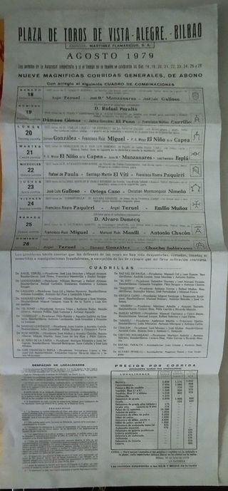 2 Carteles Toros Bilbao 1977/1979 y 5 Pases 1981