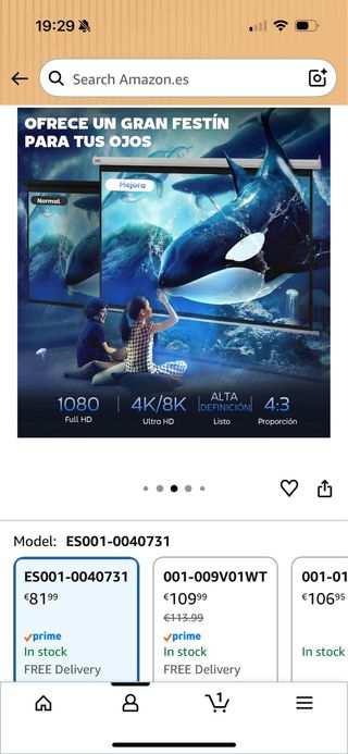 Pantalla Proyector HOMCOM Eléctrica 84