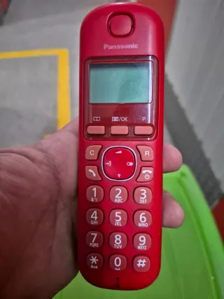Teléfono fijo Panasonic rojo