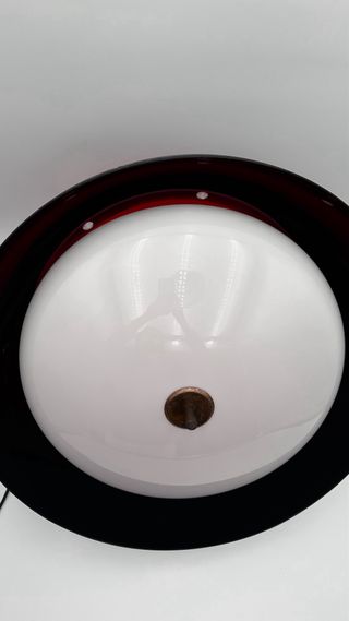 Lampadario vintage industriale rosso nero anni 70
