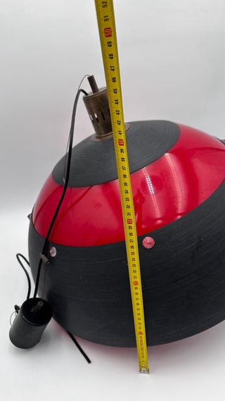 Lampadario vintage industriale rosso nero anni 70