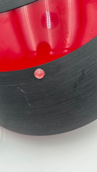 Lampadario vintage industriale rosso nero anni 70