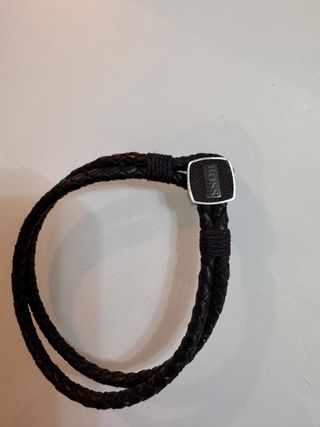 Pulsera Hugo BOSS Cuero Trenzado Negra Hombre