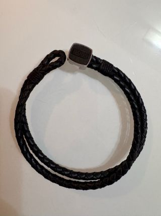 Pulsera Hugo BOSS Cuero Trenzado Negra Hombre