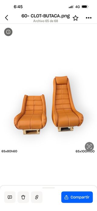 2 Asientos Butaca polipiel/ construidmarron claro