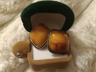 Orecchini vintage quadrati ambra