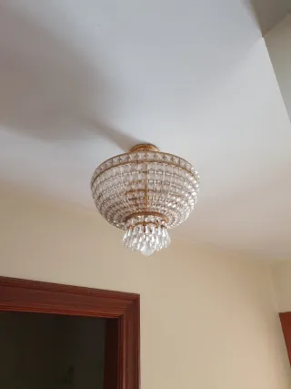 Plafón Cristal Cascada Dorado