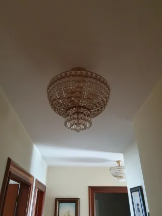 Pareja Lámparas Cristal Cascada Estilo Palaciego