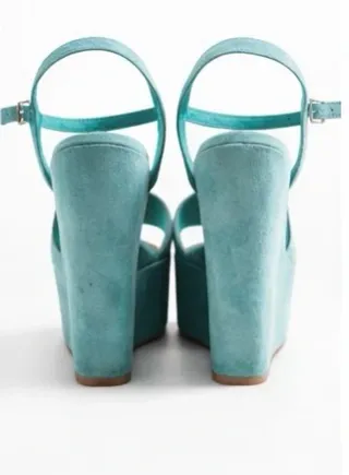 Sandalias cuña verde agua talla 36