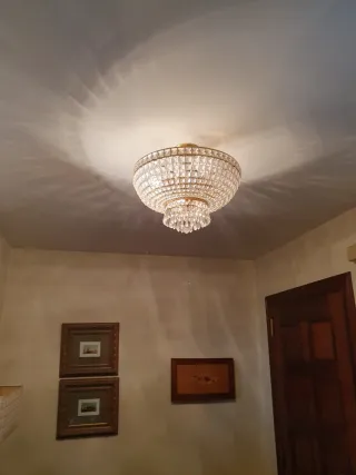 Lámpara Plafón Cristal Dorada