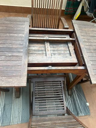 Mesa de terraza extensible de madera