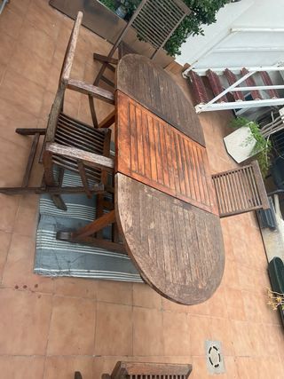 Mesa de terraza extensible de madera