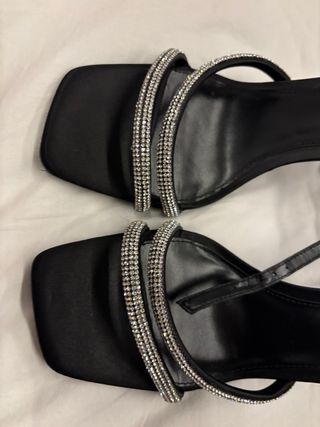 Sandalias Mango Negras Talla 39 Brillantes