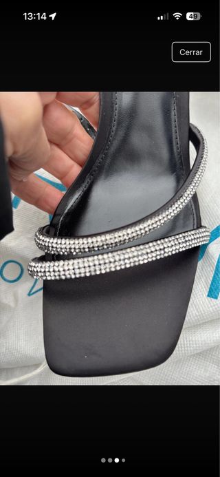 Sandalias Mango Negras Talla 39 Brillantes