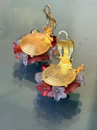 Orecchini clip vintage fiori e foglie