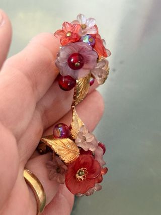 Orecchini clip vintage fiori e foglie