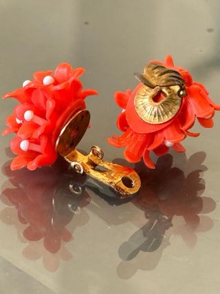 Orecchini vintage bouquet floreale arancio