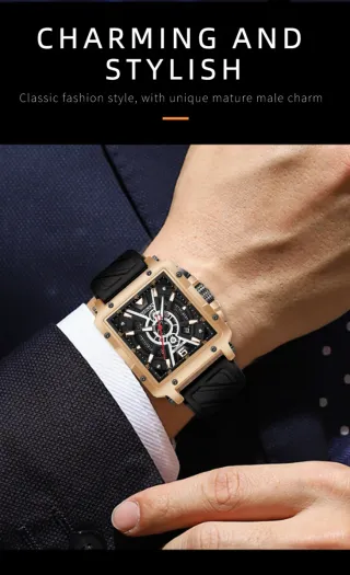 Reloj YASHOUN Hombre Cuadrado Dorado