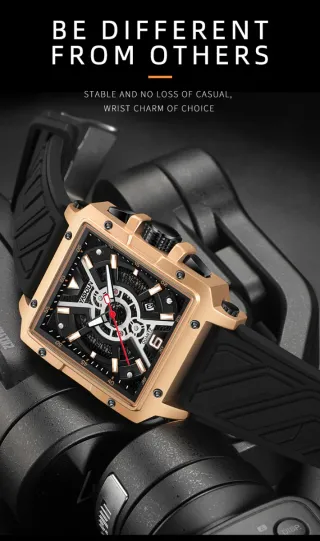 Reloj YASHOUN Hombre Cuadrado Dorado