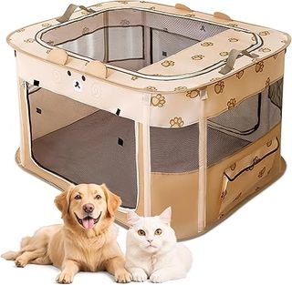 ALLSOPETS Parque para Perros y Gatos Plegable, Jaula para Perros y Gatos, Recinto Portátil con Bolso de Mano para Uso en Interio