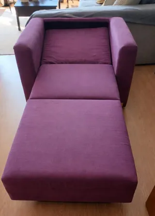 Sillón cama morado de tela