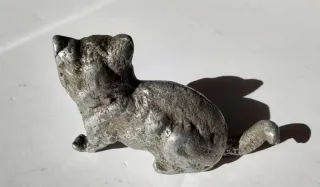 Figura Gato Antiguo Metal Plata