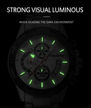 Reloj AKOPN Cronógrafo Hombre Plata Negro