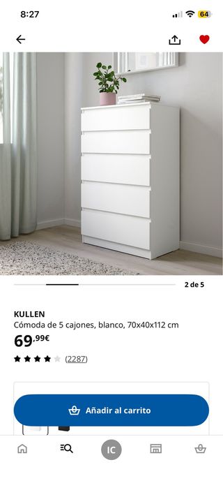 Cómoda Ikea 5 Cajones Blanca