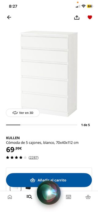 Cómoda Ikea 5 Cajones Blanca