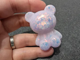 Orsetto in resina lilla glitterato