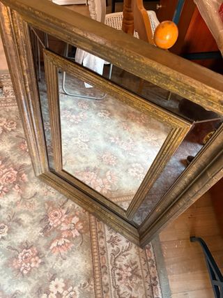 Espejo de pared dorado y plateado