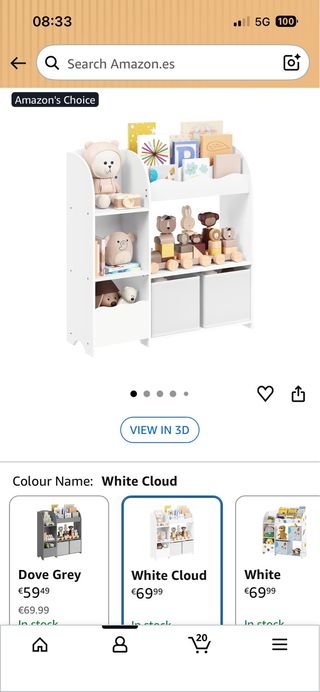 Estantería blanca para juguetes