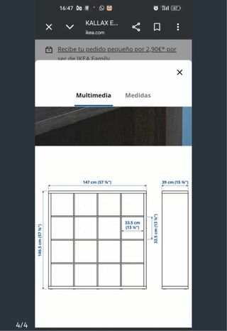 Estantería Kallax Ikea Negra con Puertas Cristal
