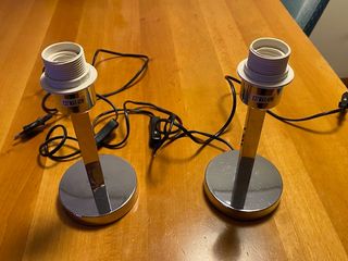 2 Bases Lámpara Mesita Noche Metal Cromado