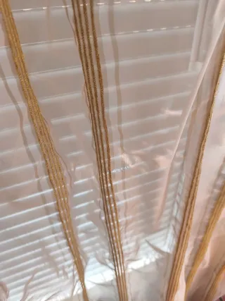 2 Paneles Cortina Visillo Beige/Blanco