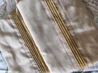 2 Paneles Cortina Visillo Beige/Blanco