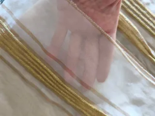 2 Paneles Cortina Visillo Beige/Blanco