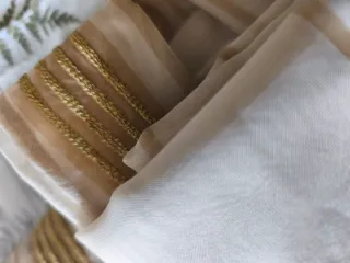 2 Paneles Cortina Visillo Beige/Blanco