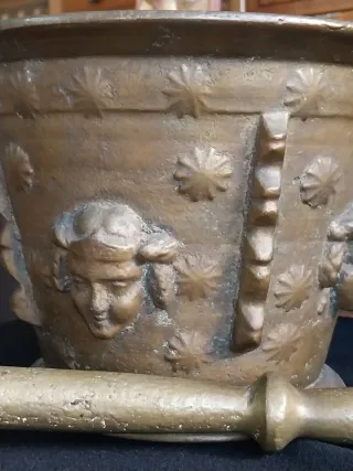 Almirez Antiguo Gigante Bronce