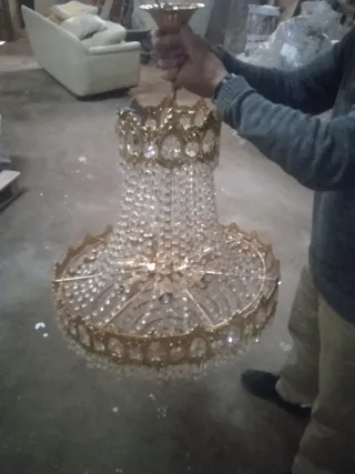 Lámpara araña cristal dorada