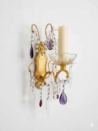 Apliques Bronce y Cristal Franceses Morado