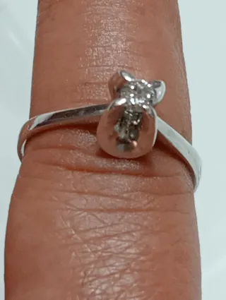 Sortija Oro Blanco 18K con Brillante, MACIZO .