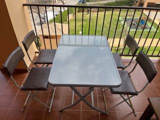 Mesa y 4 Sillas Exterior Cristal