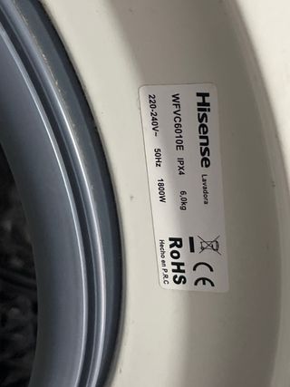 Lavadora Hisense Blanca Con Garantía 6kg Blanca