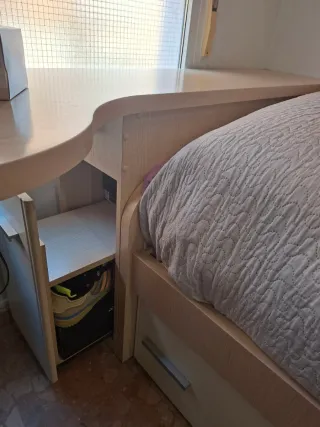 Cama juvenil 90x190 con cajones y escritorio