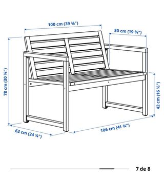 Conjunto mesa, banco y 2 sillas terraza