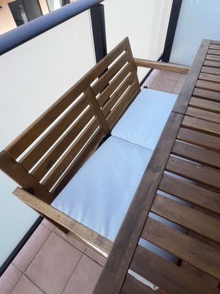 Conjunto mesa, banco y 2 sillas terraza