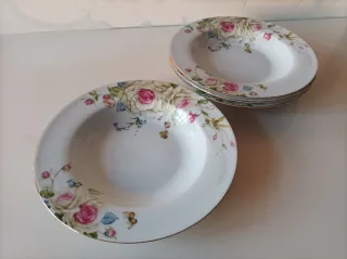 4 Platos Hondos Porcelana Floral