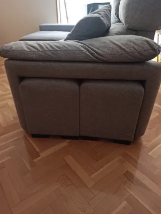 Sofá modular gris con chaise longue 2.60 x 1.47