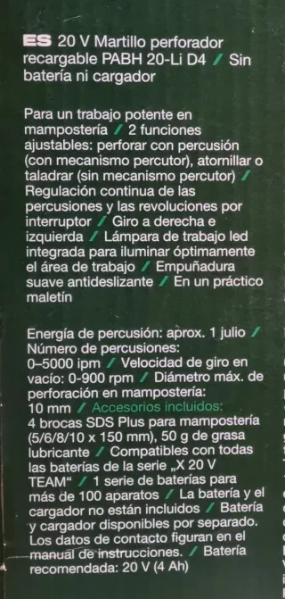 Taladro Percutor Parkside Recargable